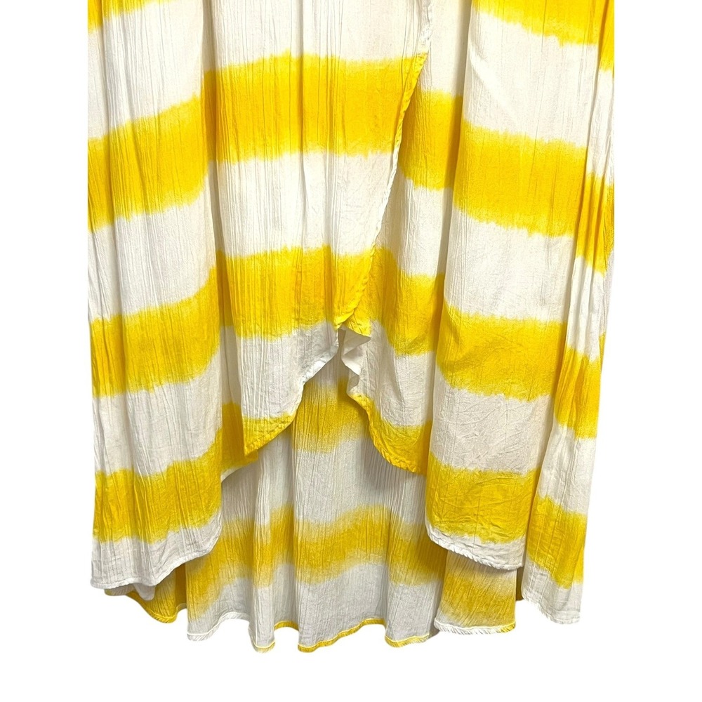 Tommy Bahama Maxi Dress Womens XL‎ Yellow Striped High Low Tassel Wrap - Picture 9 of 12